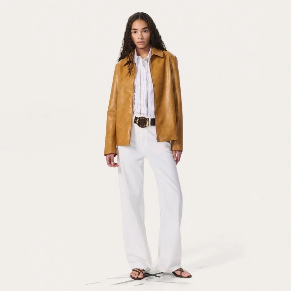 NWT $628 rag & bone Jordie Leather Jacket in Camel Large